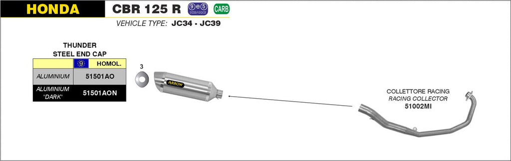 ARROW IMPIANTO SCARICO HONDA CBR 125 'R '04/10