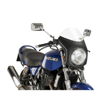 Carica l'immagine nel visualizzatore di Gallery, PUIG CUPOLINO SEMICARENATO TRIUMPH THRUXTON 16-19 TRASPARENTE-NERO