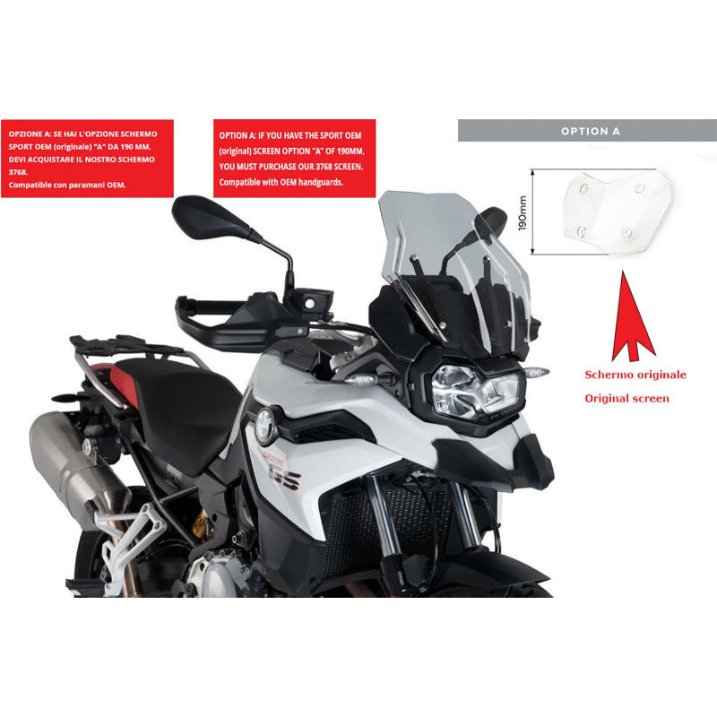 PUIG CUPOLINO TOURING PER BMW F850 GS ADVENTURE 19-23 FUME CHIARO-CUP. SPORT OEM